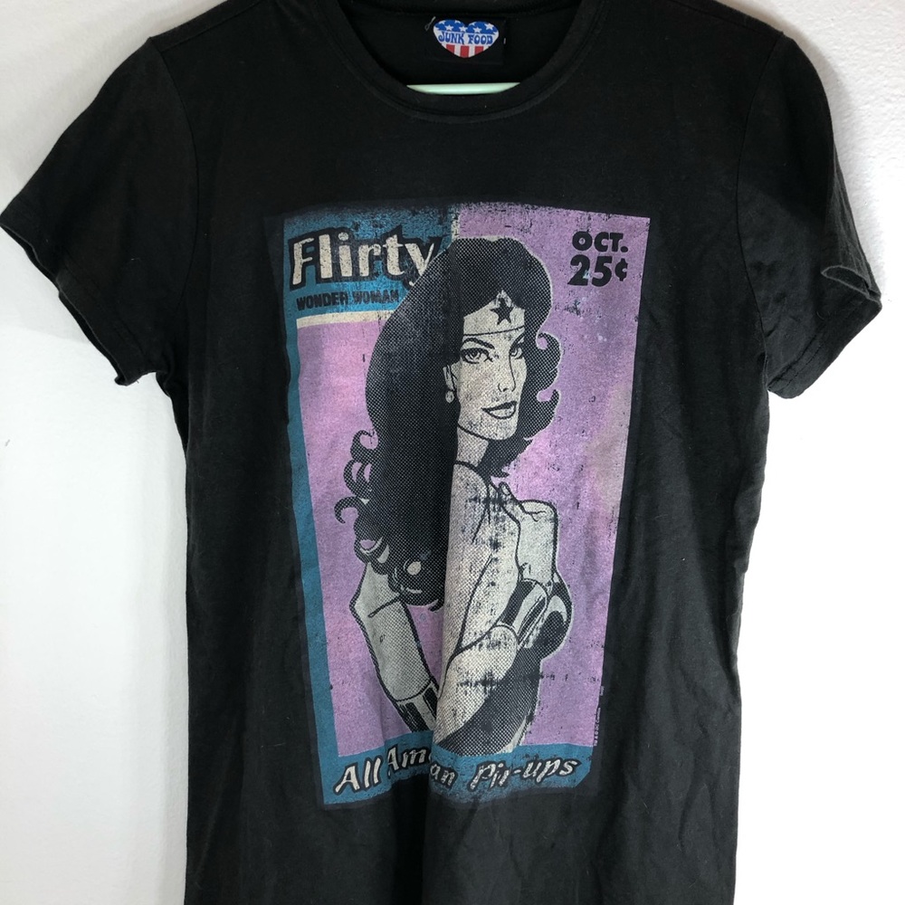 Junk Food Wonder Woman Pin Up Graphic Tee Plus 0